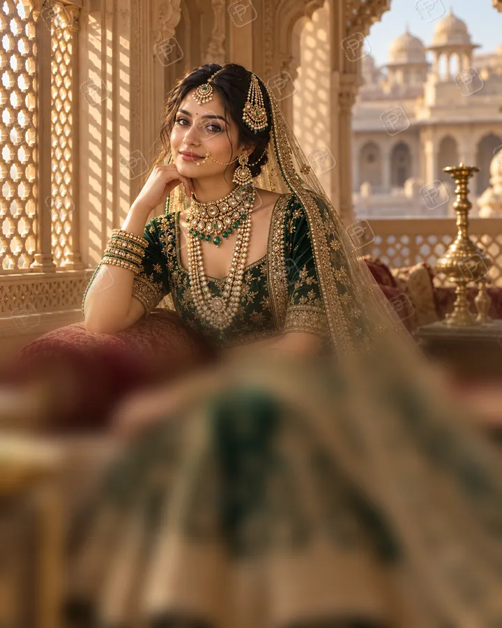 Maharani Royal Portrait with Kundan Polki Jewellery