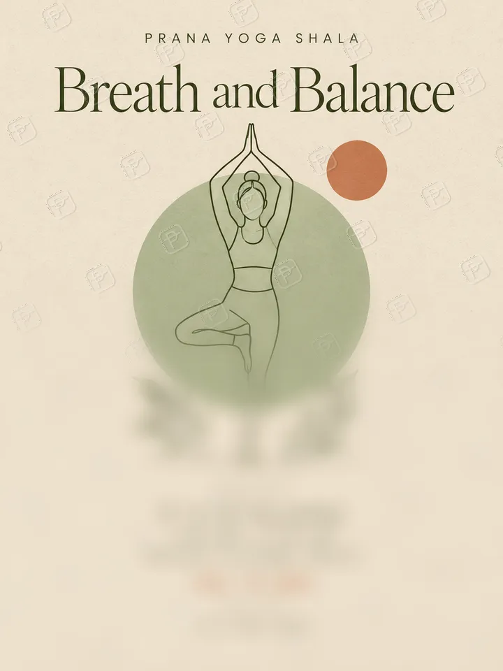 Minimal Yoga Workshop Poster in Sage and Sand