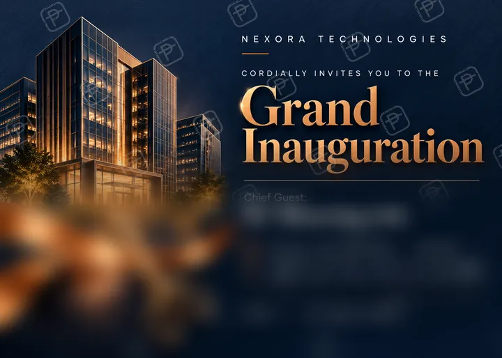 Corporate Office Inauguration Invite in Navy and Copper