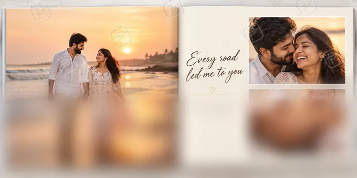 Golden Hour Pre-Wedding Album Spread