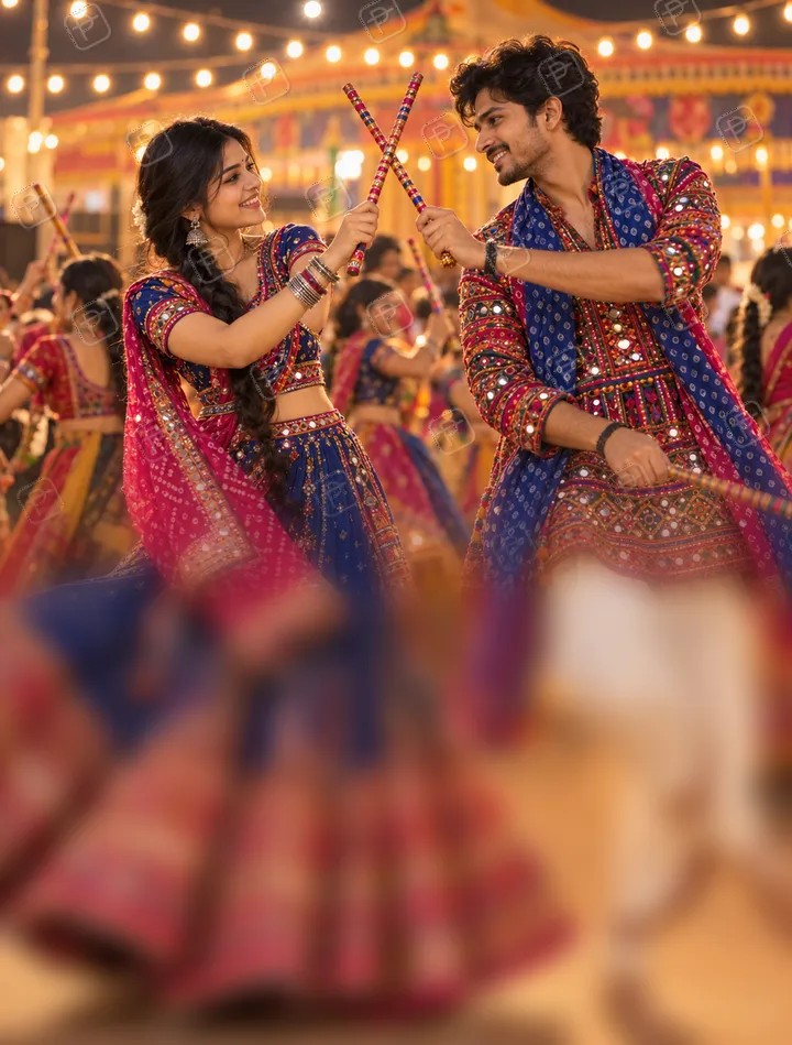 Couple Garba Night Portrait Set – 3 Dance Poses