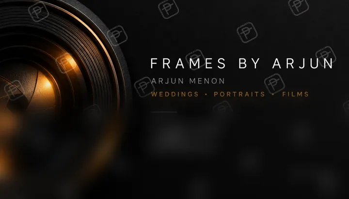 Dark Minimal Photographer Visiting Card with Lens Motif