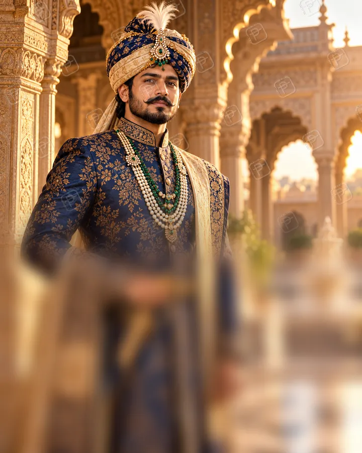 Maharaja Look with Sherwani, Safa and Sword