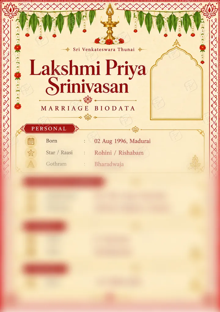 South Indian Kolam Border Marriage Biodata