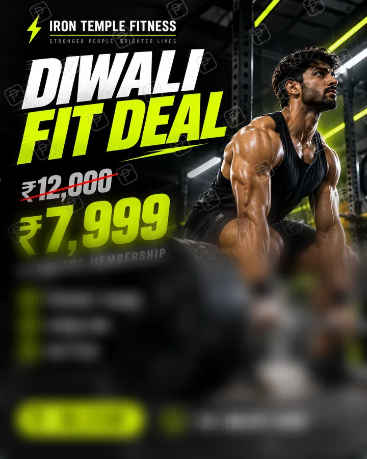 Gym Membership Offer Poster in Neon and Black