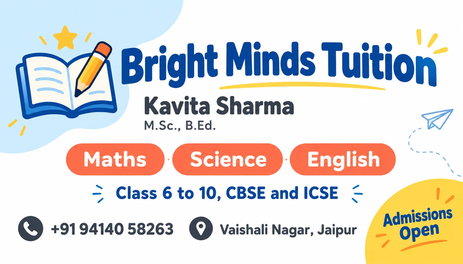 Friendly Tuition Teacher and Coaching Centre Visiting Card