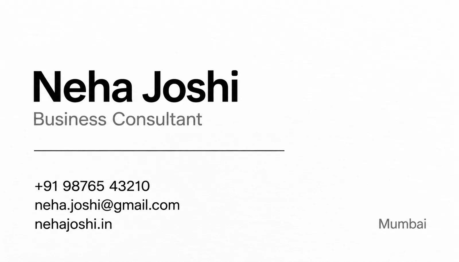 Plain Minimal Monochrome Visiting Card for Any Profession