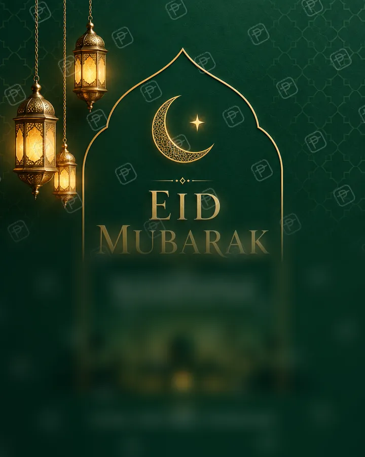 Emerald and Gold Minimal Eid Mubarak Post