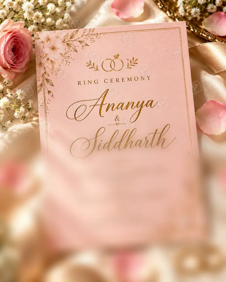 Ring Ceremony Engagement Invite in Blush and Champagne