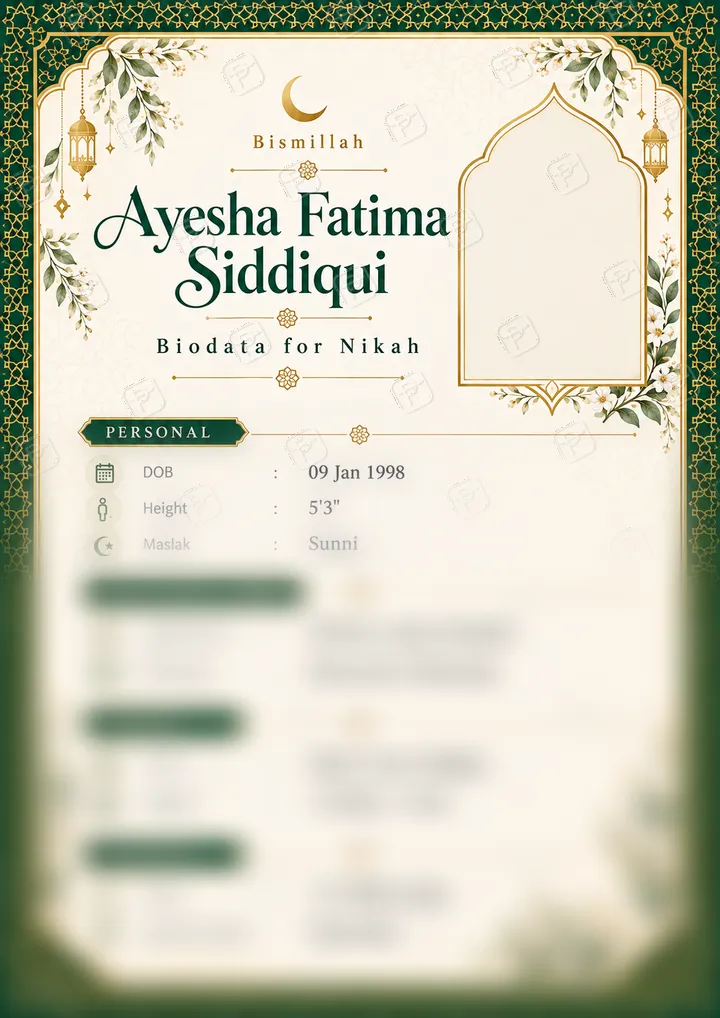 Emerald Geometric Muslim Nikah Biodata