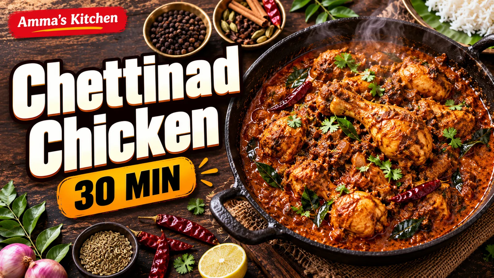 Top-Down Indian Recipe Thumbnail with Steaming Dish