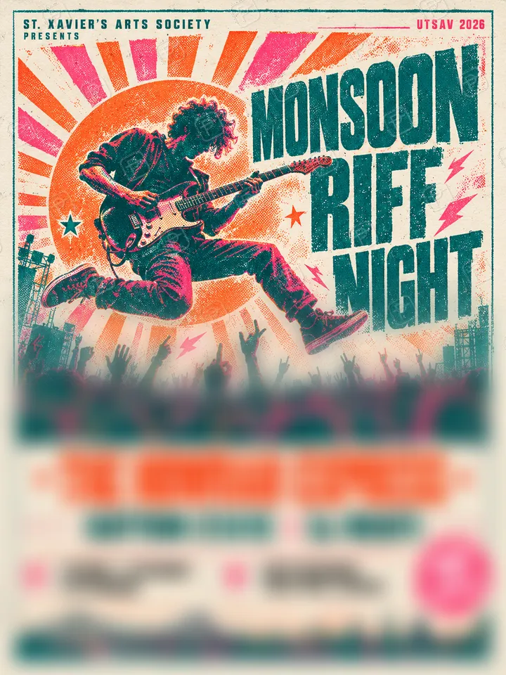 Retro College Fest Music Night Concert Poster