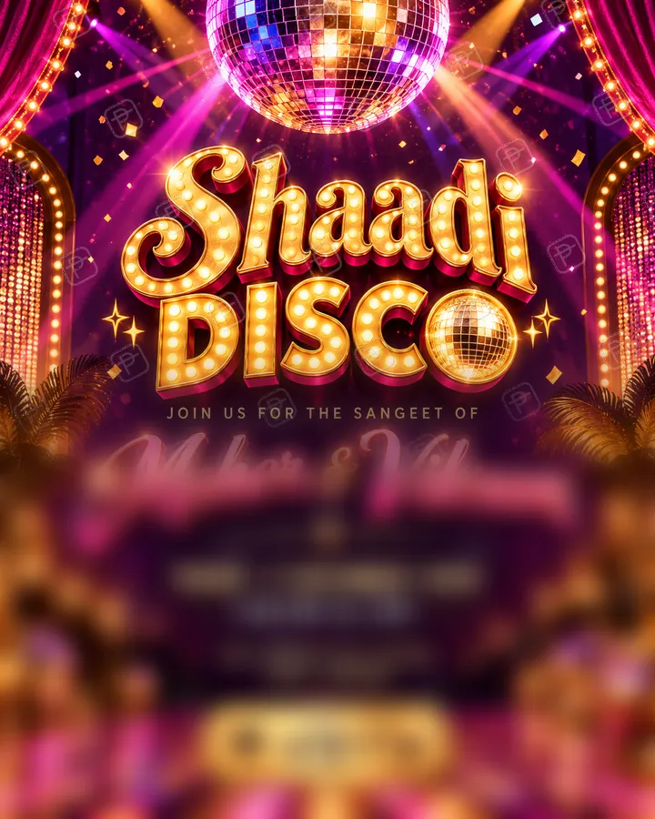 Bollywood Disco Sangeet Night Invite with WhatsApp Story